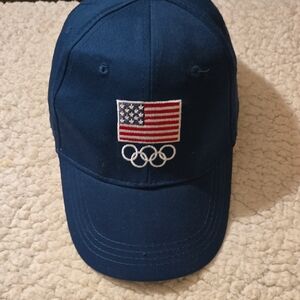 Navy Blue Cap with USA Flag and Olympic Rings